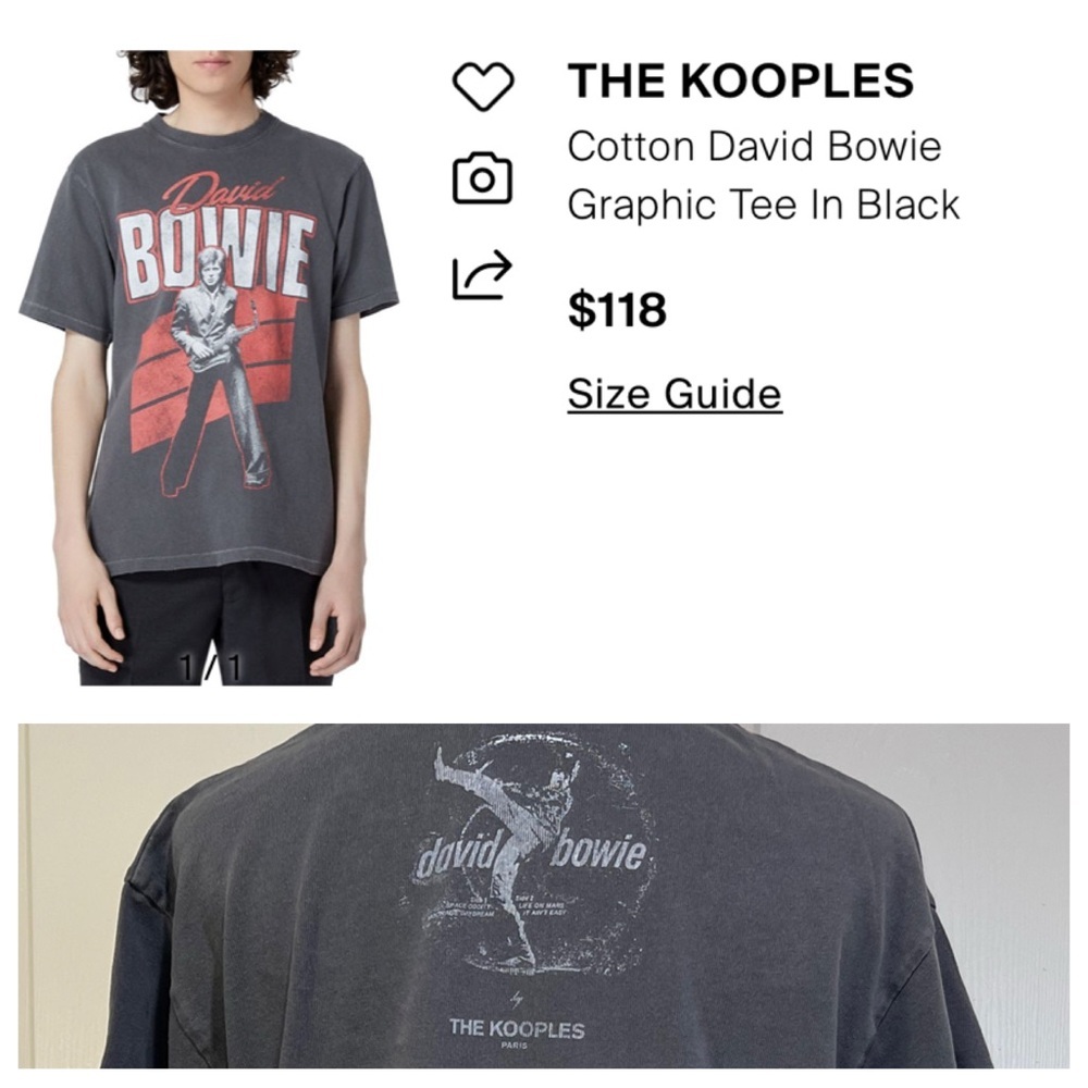 THE KOOPLES Cotton David Bowie Graphic Tee In Black